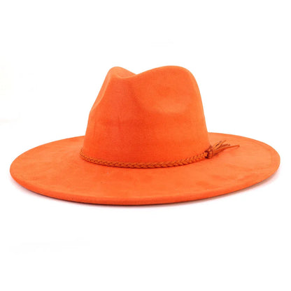 Malachite Green Suede Hat Wide Brim Fedora Hat Men Women Autumn Winter