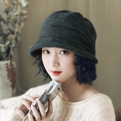 Winter Wool Felt Beret & Bucket Hat - Thermal Lined Vintage Newsboy Cap