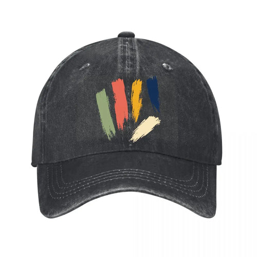 Modern Abstract Painted Stripe Colle Washed Baseball Cap