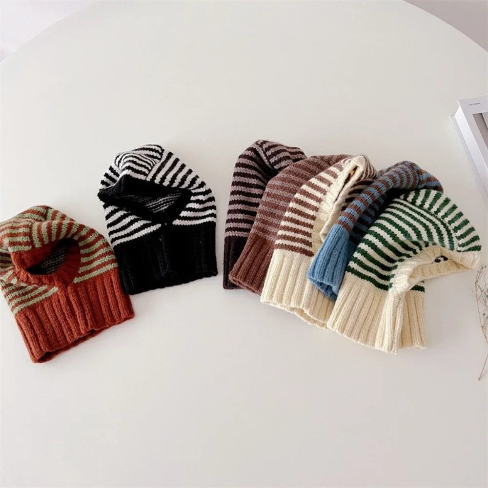 Kids Scarf Knit Material Hooded Style Knit Ear Protection Hats