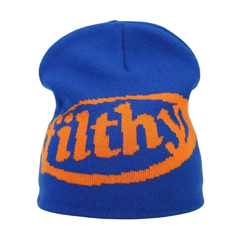 Y2K Letter Knitted Winter Autumn Beanie Cap Men Women