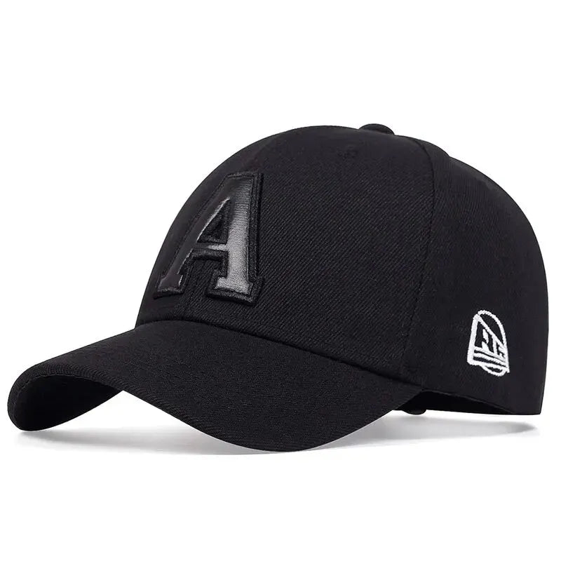 Unisex A Letter Leather Label Embroidery Snapback Baseball Caps Outdoor Adjustable Casual Hats Sunscreen Hat