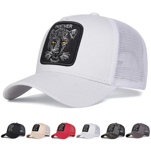 Unisex Panther Embroidery Baseball Net Caps Spring and Summer Sports Cap