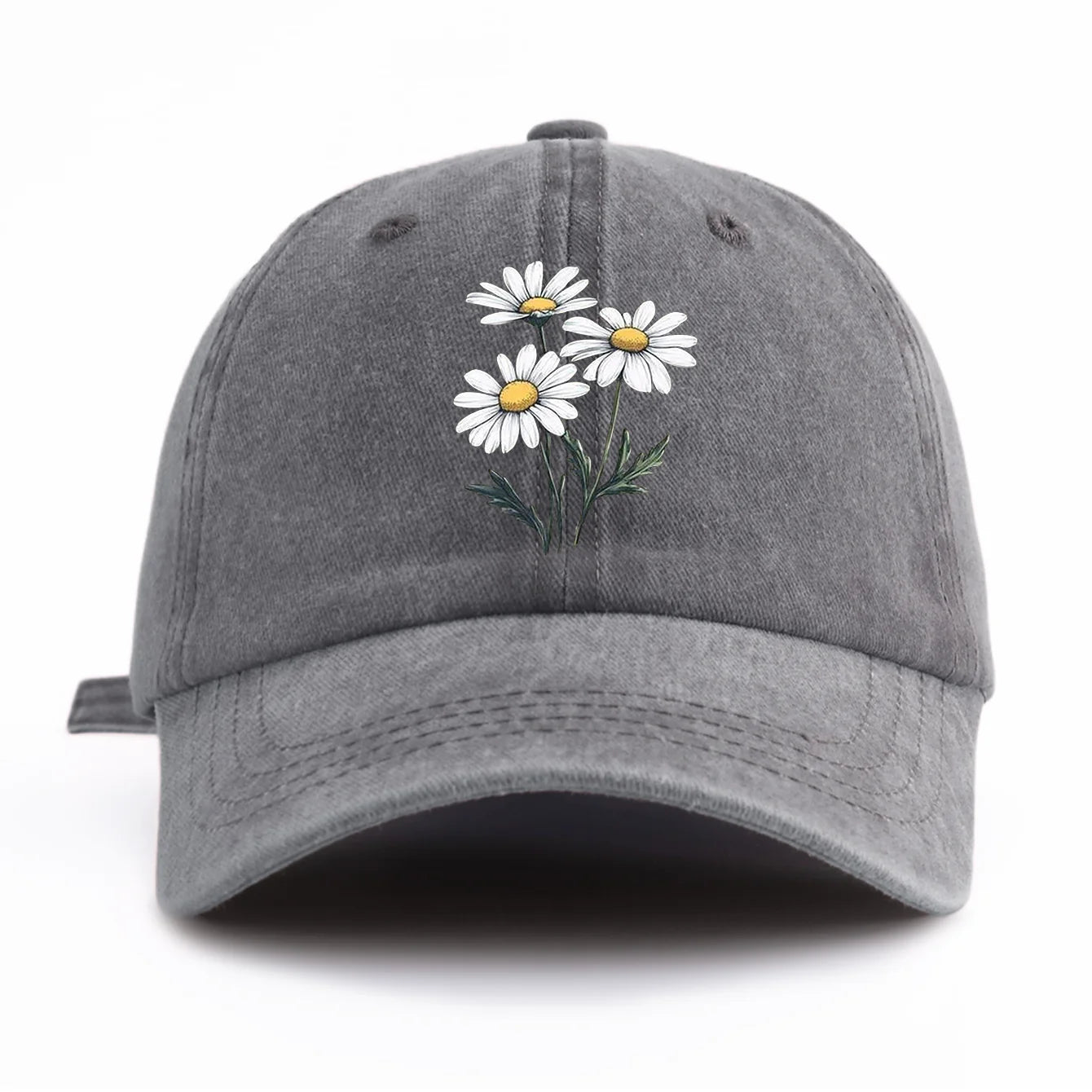 Flower Print Washed Baseball Cap For Adults, Minimalist Retro Style Casual Soft