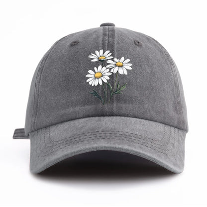 Flower Print Washed Baseball Cap For Adults, Minimalist Retro Style Casual Soft