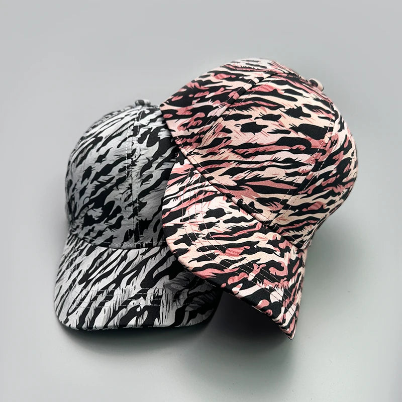 Graffiti Leopard Stripe Print Baseball Hats
