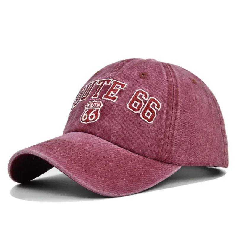 ROUTE 66 Letter Embroidered Baseball Cap Fashion Cotton Snapback Hat Hip Hop Caps Outdoor Hats