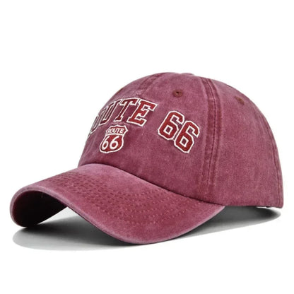 ROUTE 66 Letter Embroidered Baseball Cap Fashion Cotton Snapback Hat Hip Hop Caps Outdoor Hats