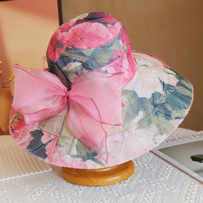 Hot Sale Fashion Flower Printing Cap Beach Hat Women Summer Hat Big Brim Sunshade Hat