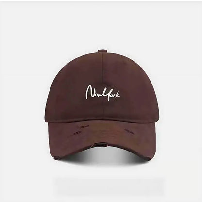 Distressed Perforated Duckbill Cap Cotton Baseball Cap