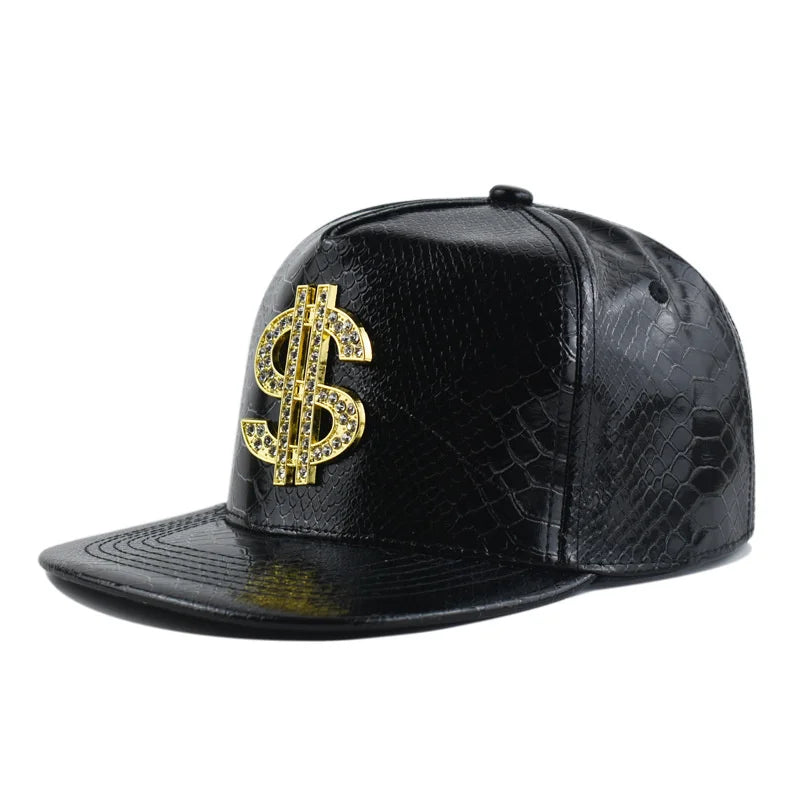 Dollar Sign Leather Baseball Cap Men Women