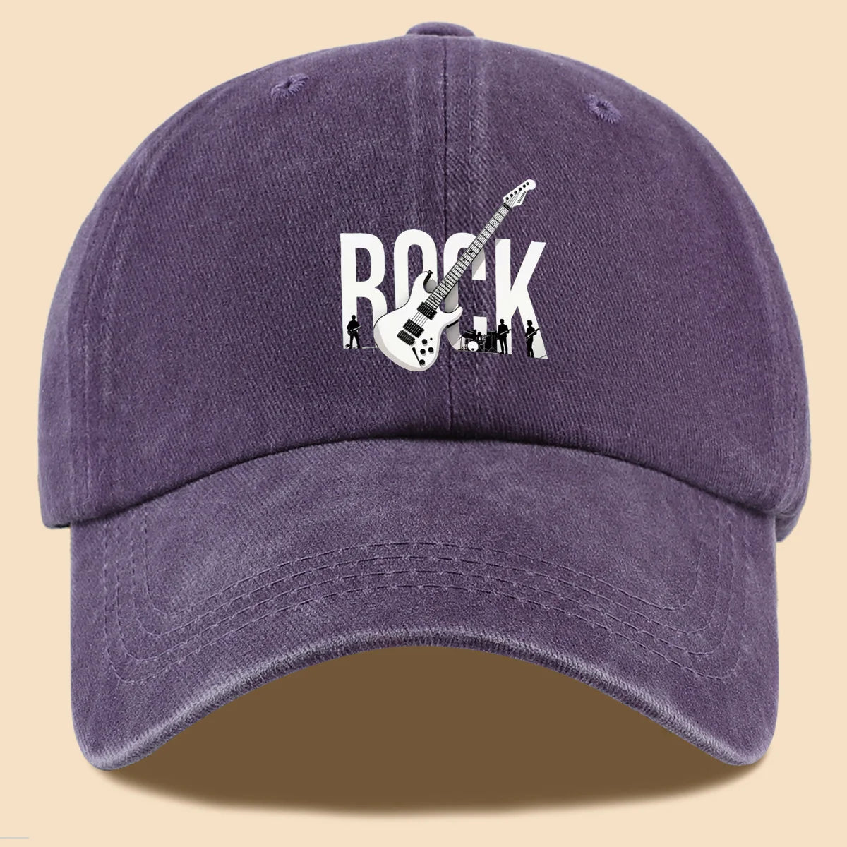 Rock Theme Electric Guitar Print Baseball Cap