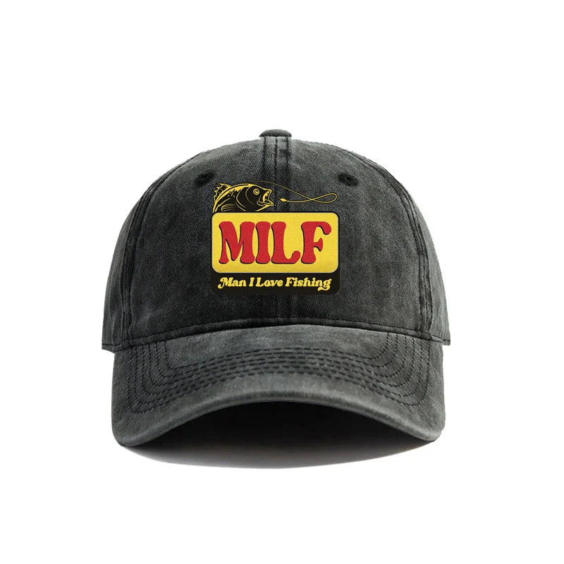 Man I Love Fishing Baseball Cap Vintage Distressed Dad Hats