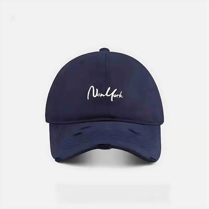 Distressed Perforated Duckbill Cap Cotton Baseball Cap