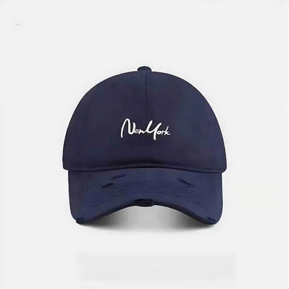 Distressed Perforated Duckbill Cap Cotton Baseball Cap