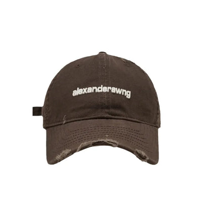 Ripped Letter Embroidery Trendy Baseball Cap Children Soft Top Showing Face Small Couple Big Head Casual Cap Men