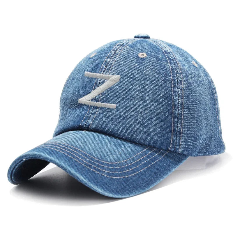 Z Embroidery Denim Baseball Caps For Men And Women