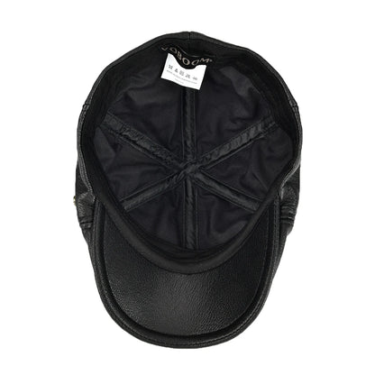 Lambskin Leather Ivy Newsboy Caps 6 Panel Cabbie Beret Hat