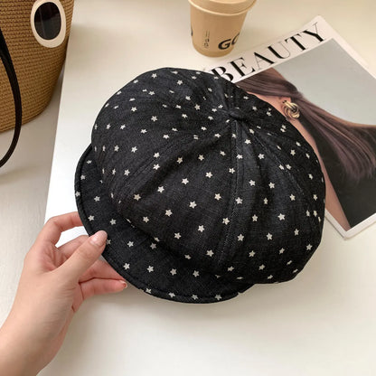 Y2K Polka Dot Star Jacquard Beret Hats