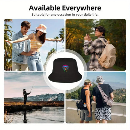 Rainbow Logo Happy Monkey. Bucket Hat Summer Hat