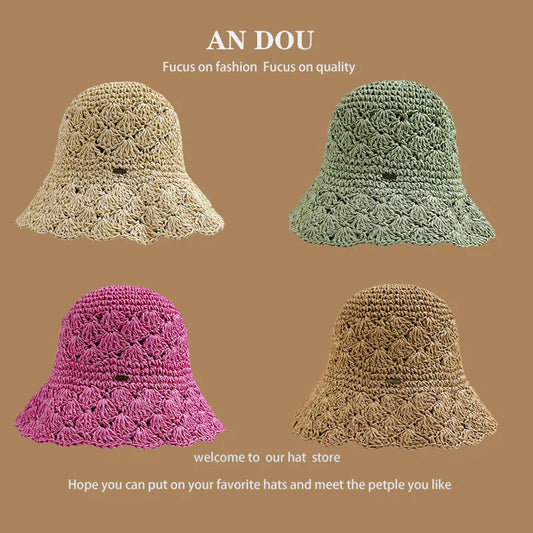 Japanese Spring/Summer Solid Color Lace Show Face Small Bucket Hat