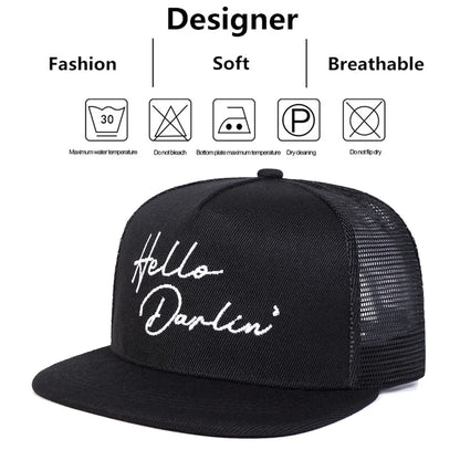 Unisex Hello Darlin Embroidery Hip-hop Net Hats Spring Summer