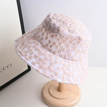 Small Flowers Bucket Hat Sunscreen Sun Hat Fashion Basin Cat