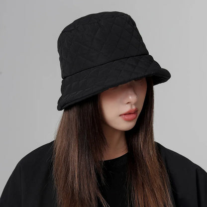 Ultra Light Down Bucket Hat For Women Winter Thick Cotton Fisherman Cap