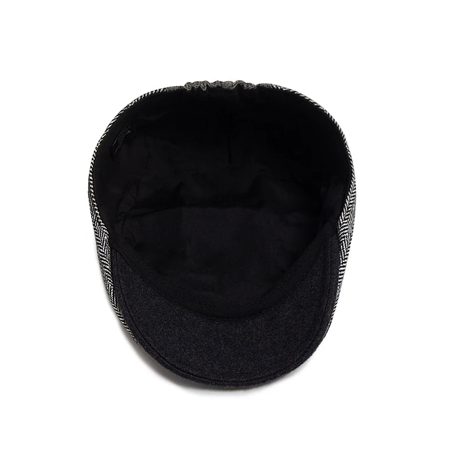 New Vintage Wool Patchwork Beret Men Autumn Winter Warm Newsboy Hat