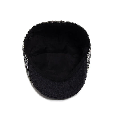 New Vintage Wool Patchwork Beret Men Autumn Winter Warm Newsboy Hat