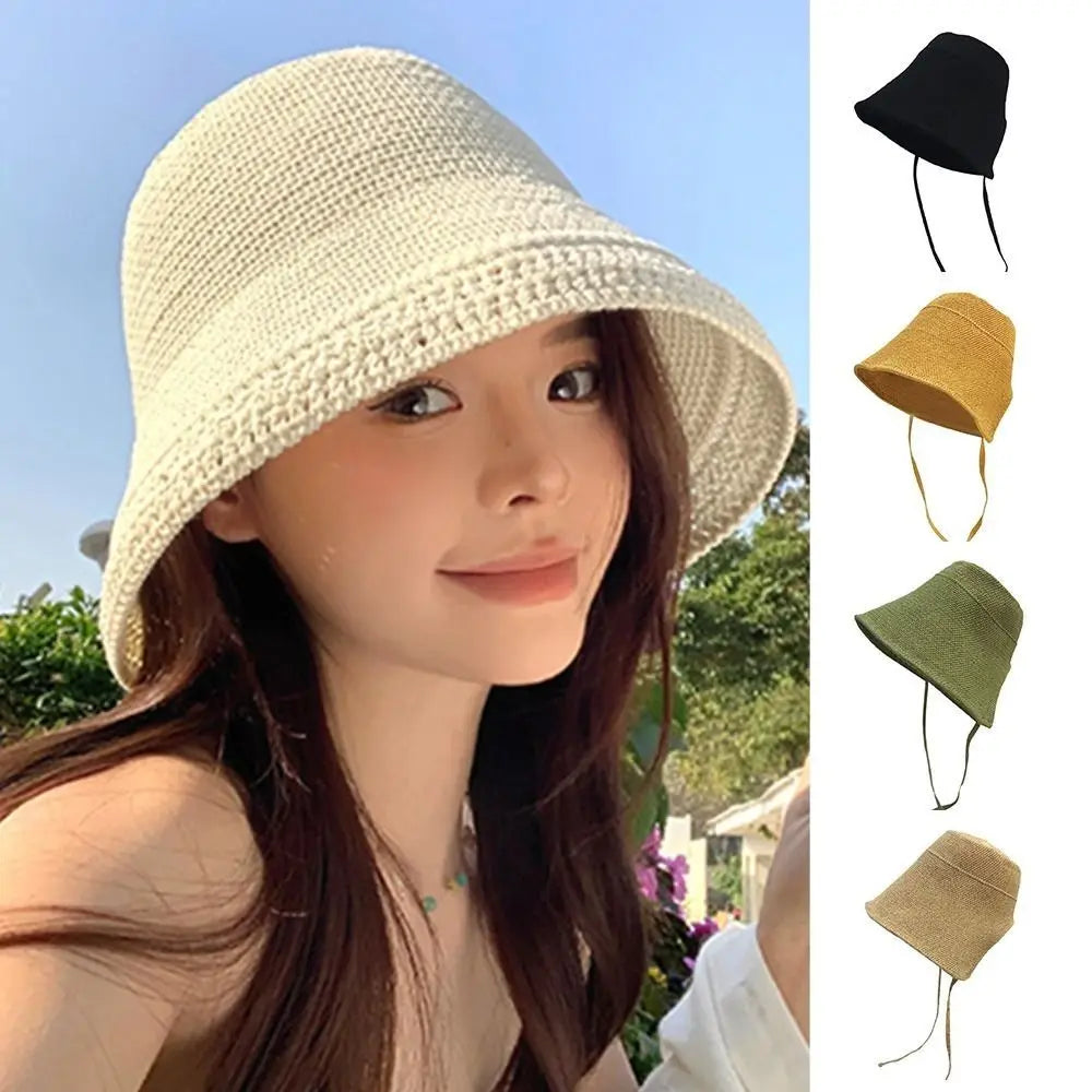 Adjustable Straps Lace Up Closure Wide Brim Sun Hat