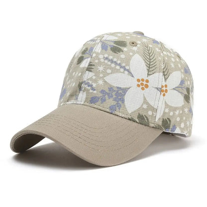 New Flower Print Sunscreen Hat Adjustable