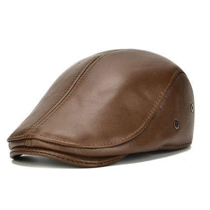 Men's Outdoor Leather Hat Winter Berets