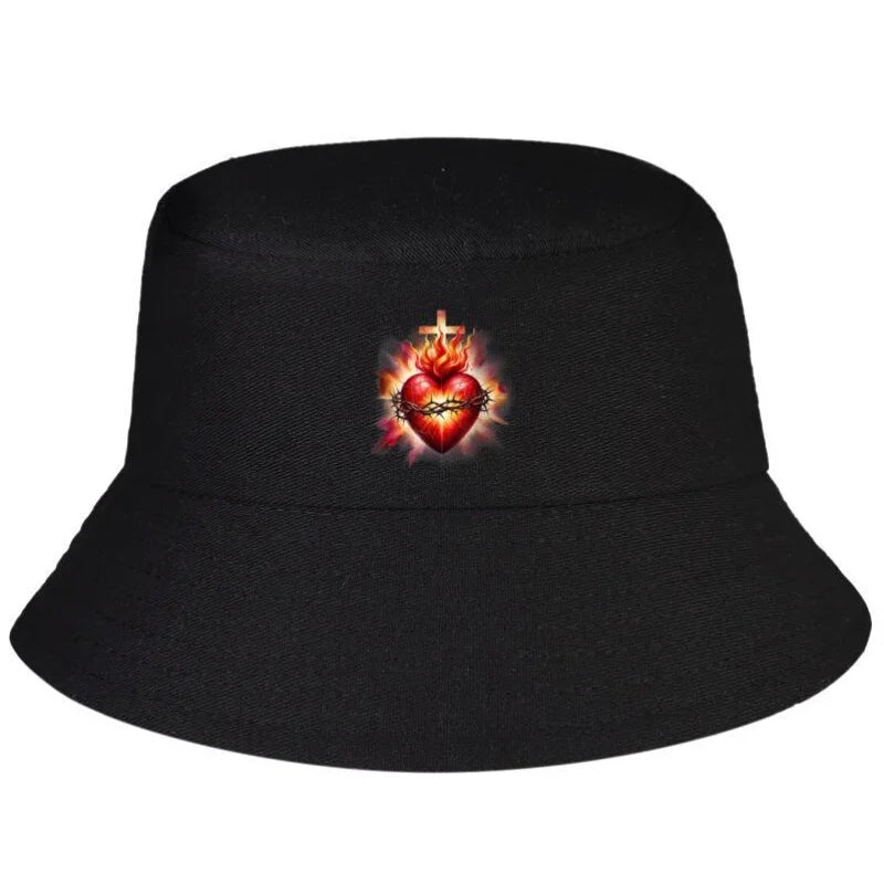 Sacred Heart of Jesus Catholic Devotion Faith Bucket Hat Men Women