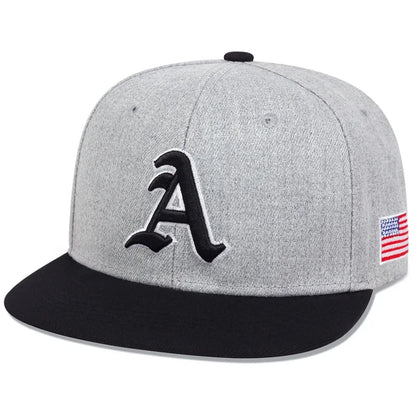 Unisex Gothic A Letter American Flag Embroidery Hip-Hop Hats