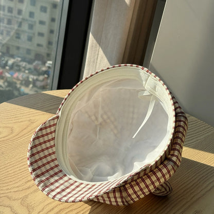 Cat Ear Plaid Newsboy Cap Y2k Aesthetic For Women Kawaii Octagonal Painter Hat Street Snap Sweet Girl Cap