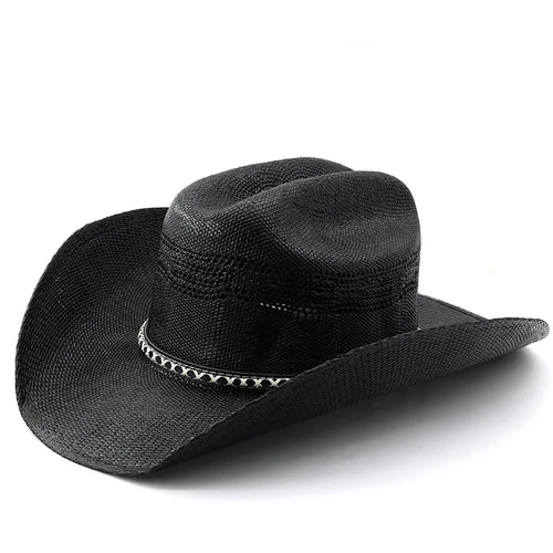 Handwoven Straw Cowboy Hat - Western Style Riding Hat For Men & Women