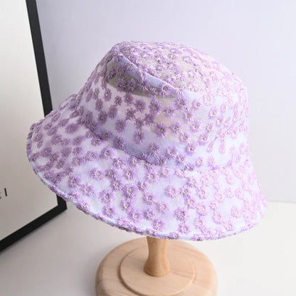Small Flowers Bucket Hat Sunscreen Sun Hat Fashion Basin Cat