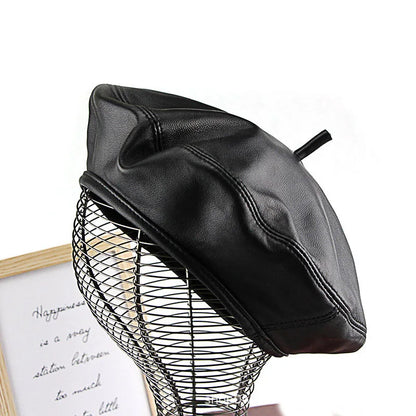Autumn Winter Women's Genuine Sheep Leather Beret