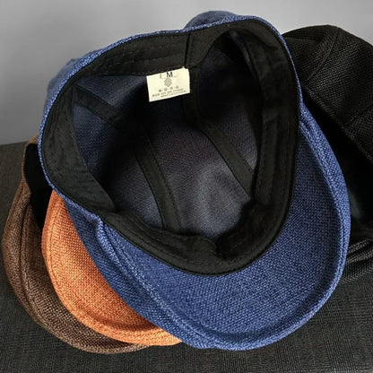 Big Size Summer Linen Solid Newsboy Caps
