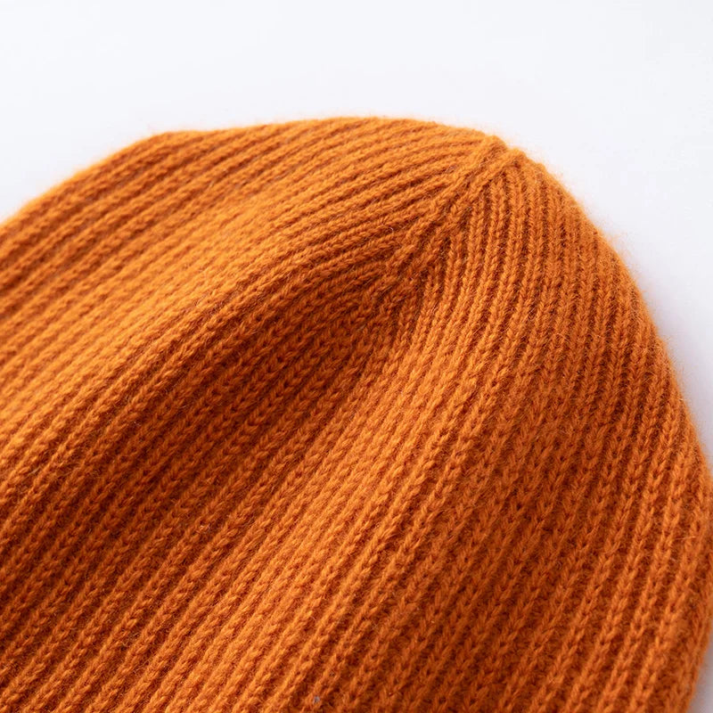 High-Quality Pure Cashmere Unisex Beanie 2 Layer Thick Warm Casual Hat