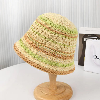Korean New Striped Beach Vacation Fisherman Hat