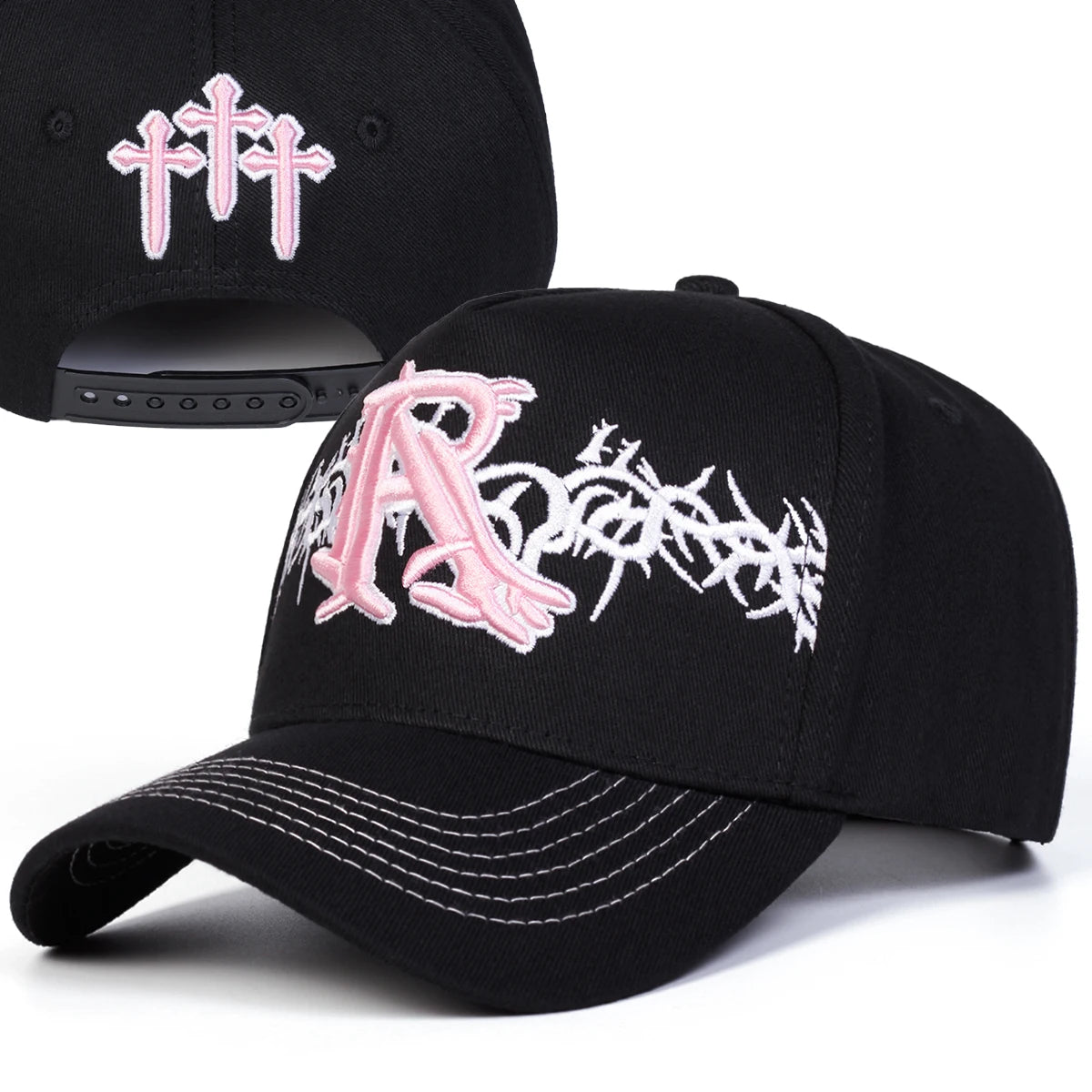 Unisex R Cross Embroidery Baseball Caps Spring Autumn Outdoor Adjustable Casual Hats Sunscreen Hat Sports Cap