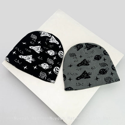 New Men Women Interesting Rocket Planet Jacquard Knitted Hats