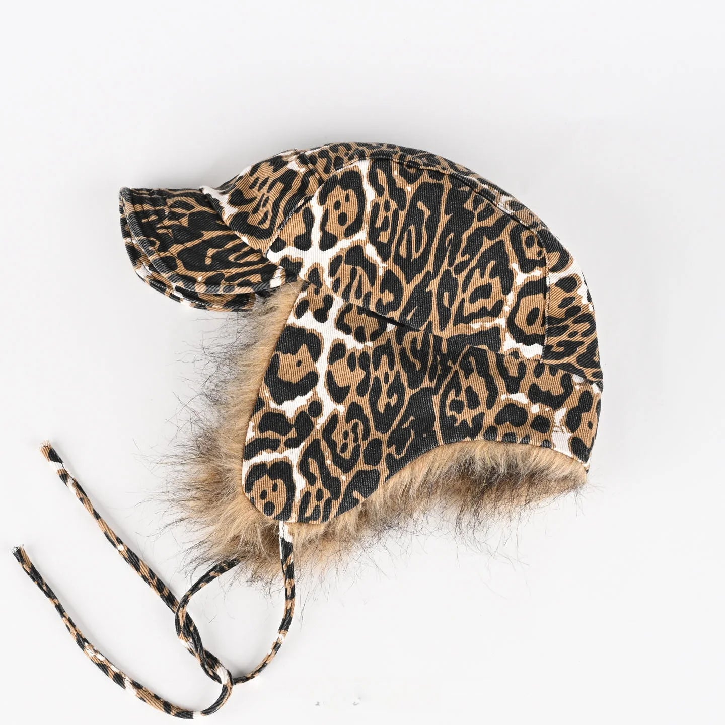 Leopard-Print Plush Duckbill Cap