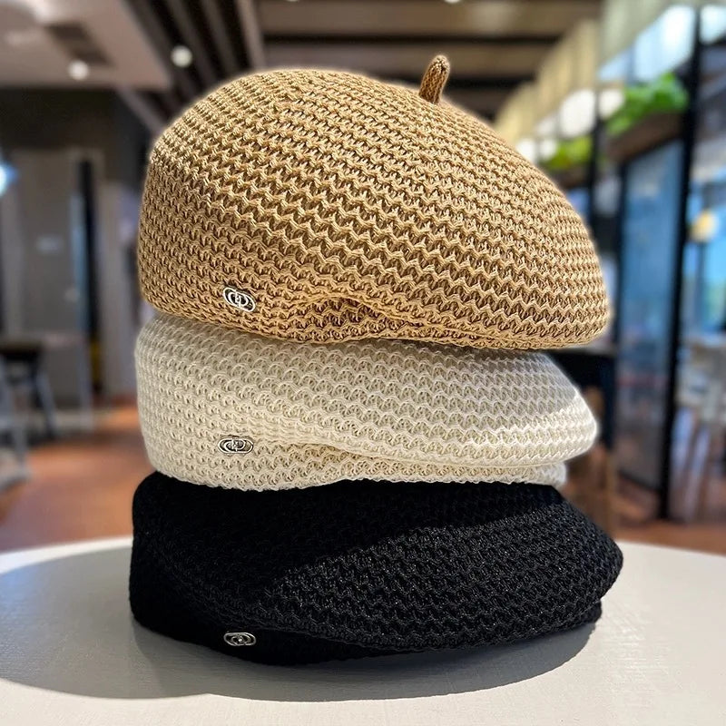 Black Beret Hat For Women - Japanese Style Slimming Face Fashion Cap