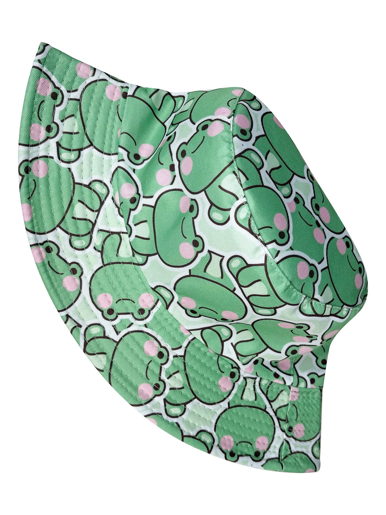 Cartoon Playful Frog Bucket Hat, Beach Sun Hat, Reversible, Foldable Stylish Bucket Hat