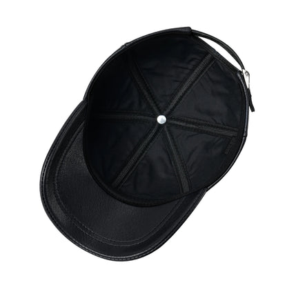 Men's Adjustable Baseball Cap Winter Driving Hunting Fishing Hat Genuine Leather Ivy
