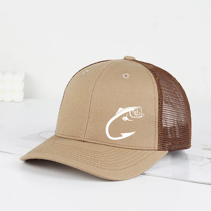 Bass Fish Hook Print Baseball Caps