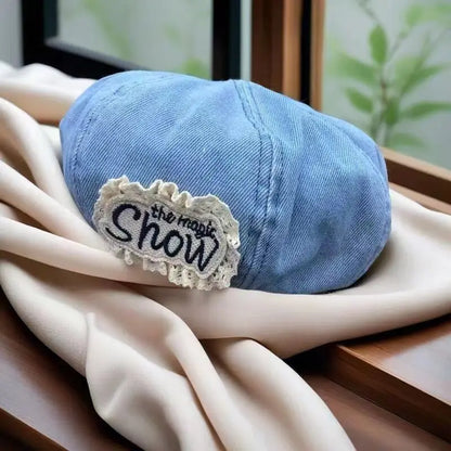 High Quality Retro Washed Denim Beret Women's